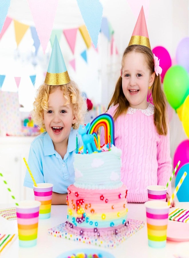 Sonwyoung 24 Pcs Colorful Party Hats for Kids Glitter Reusable Paper Hats for Baby Shower Birthday Party Decorations(Light, Macaron, Matte) - Image 4